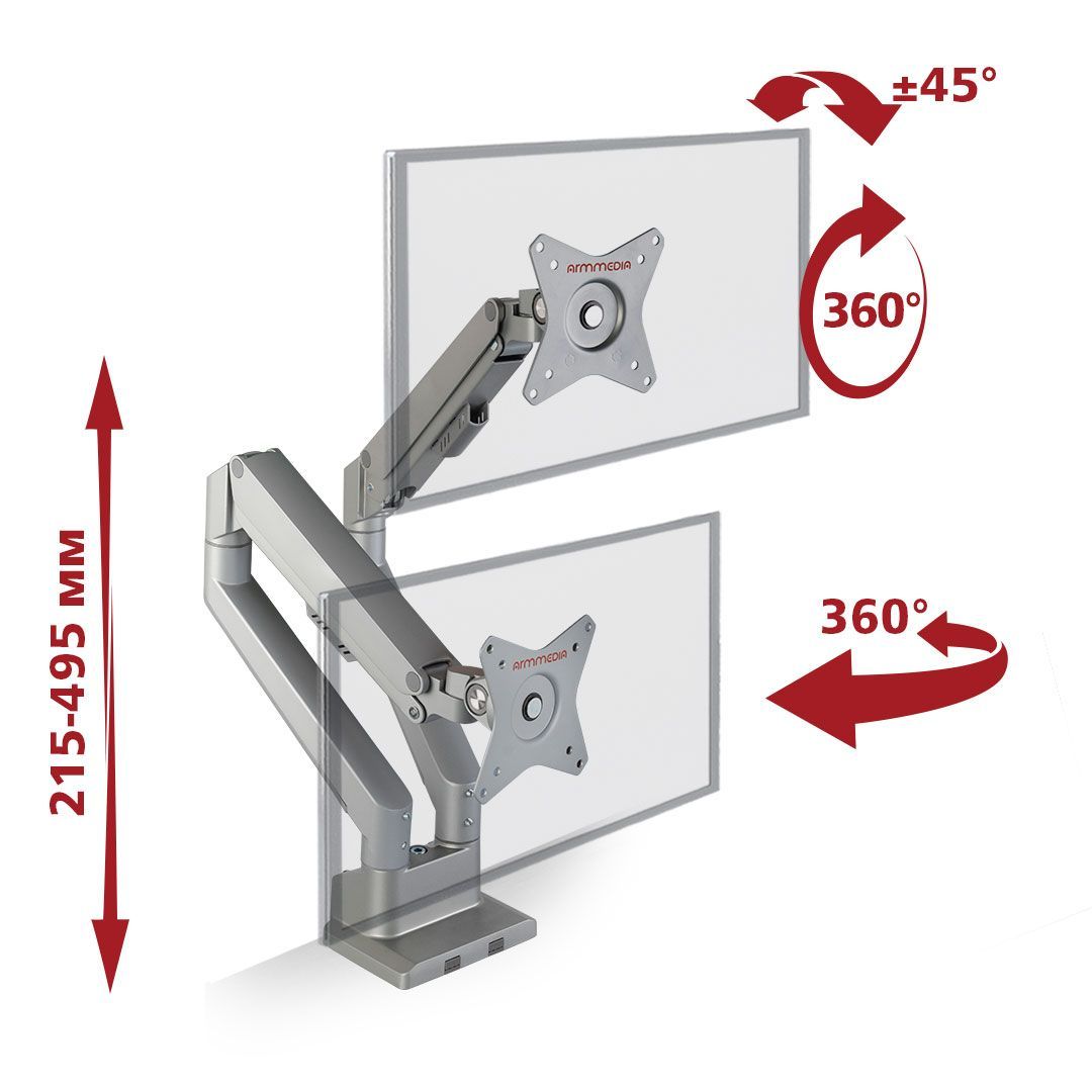 ArmMedia Кронштейн для двух мониторов настольный LCD-T36 / до 34" / до 2x9 кг
