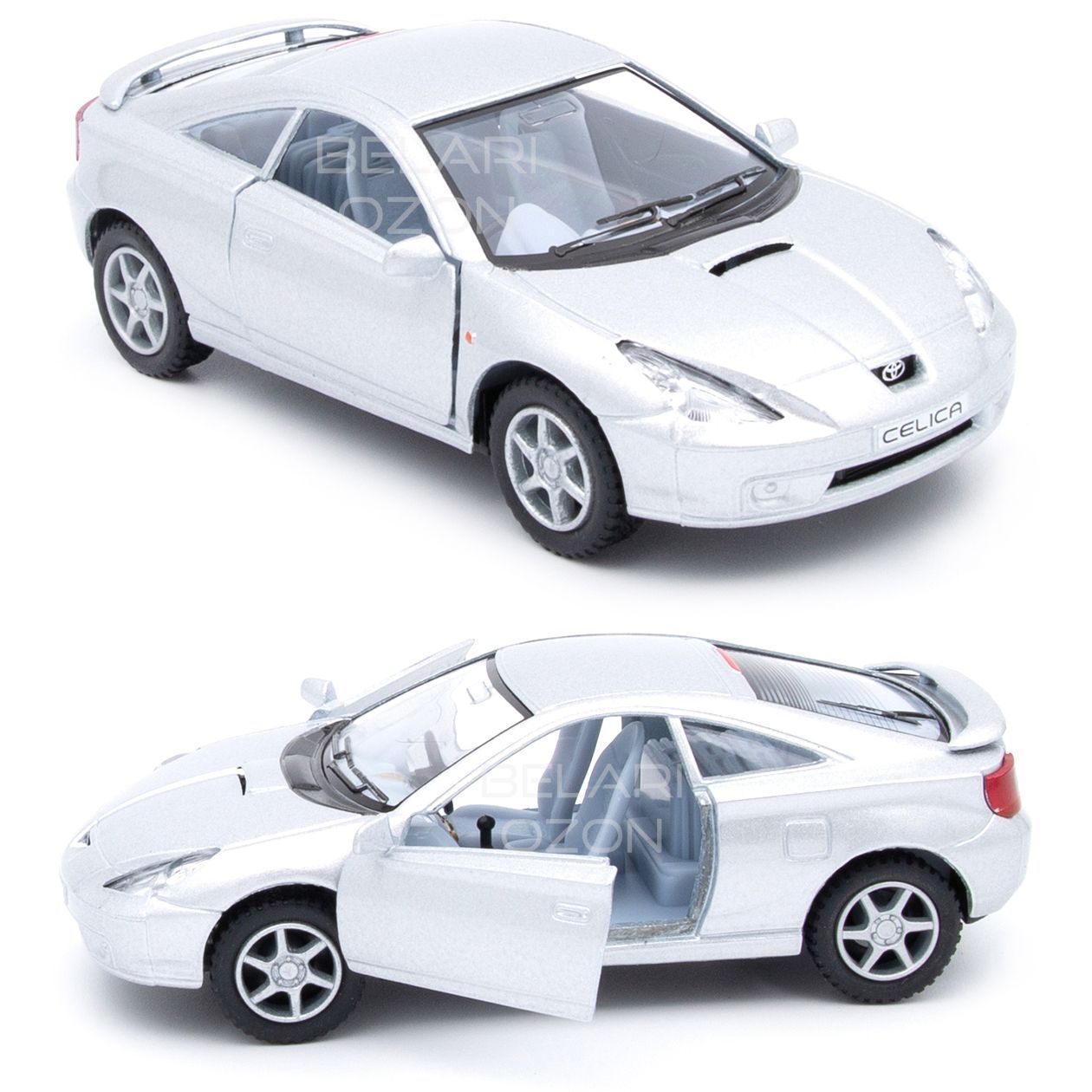 Машинка металлическая Kinsmart 1:34 Toyota Celica (Тойота Селика) KT5038D  инерционная, двери открываются / Серебристый - купить с доставкой по  выгодным ценам в интернет-магазине OZON (690725059)