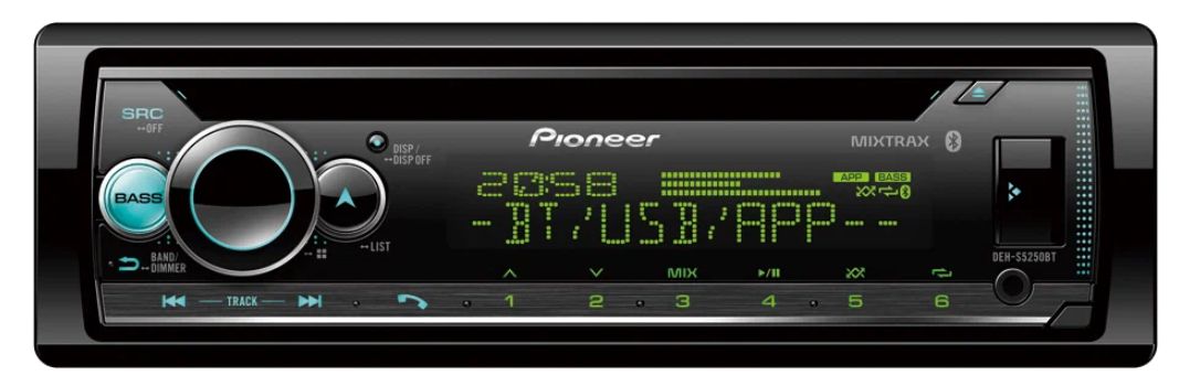 Автомагнитола CD Pioneer DEH-S5250BT типоразмер 1DIN максимальная мощность 4x50Вт (1869557)