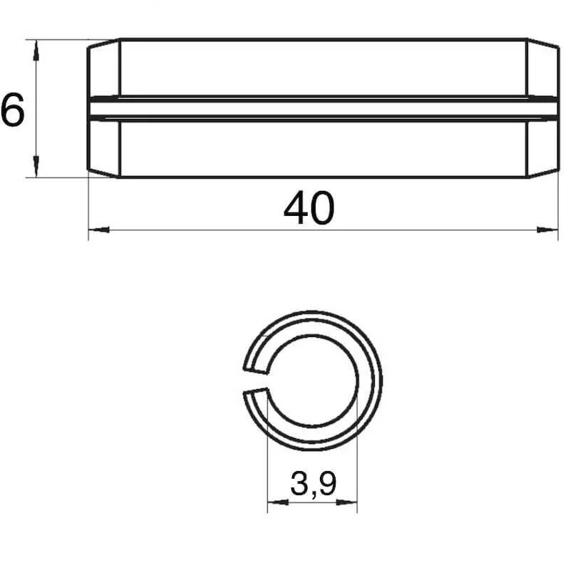 ШтифтпружинныйDIN1481,6х40мм.,10шт.