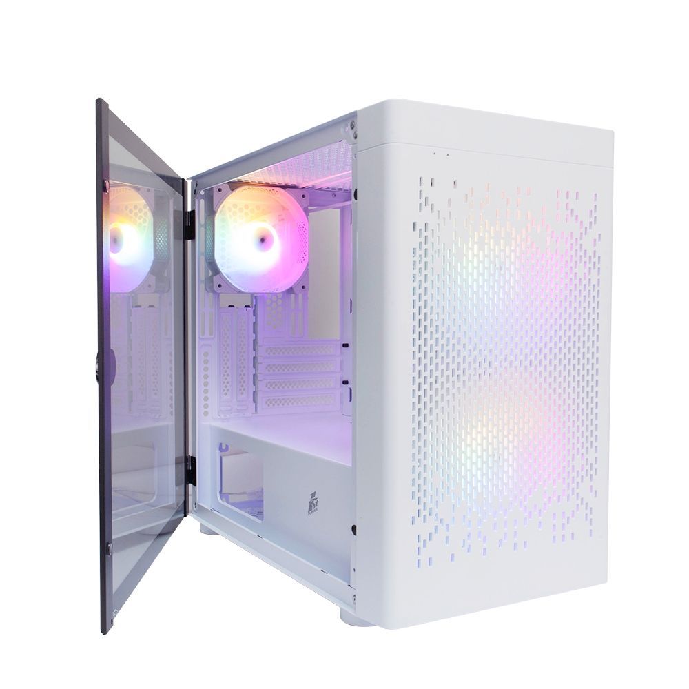 Корпус 1STPLAYER DK D3-B White mATX 1x120mm & 2x140mm LED fans inc. / D3-B-WH-2F1P-W-1F1-W