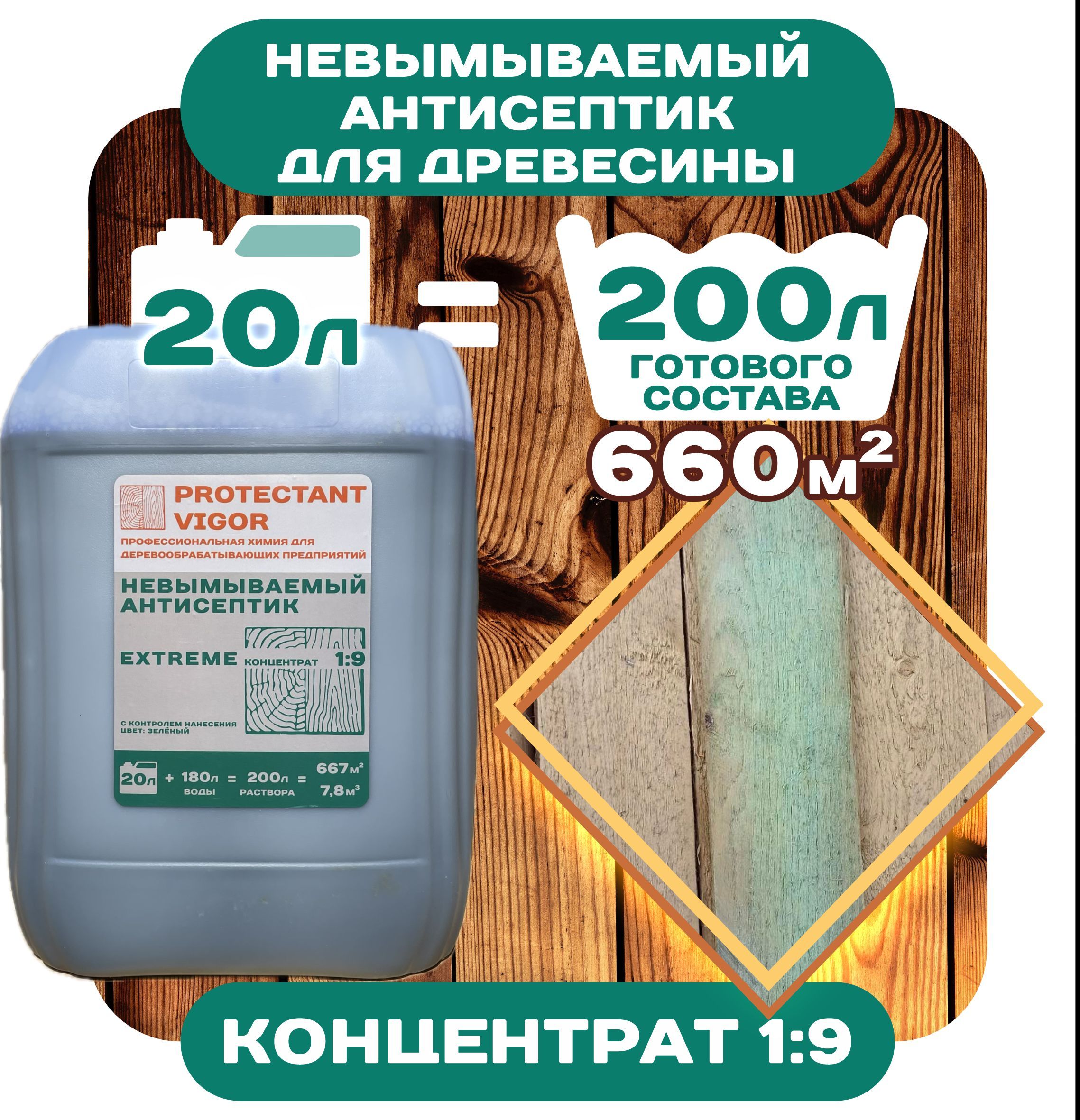 PROTECTANT VIGOR Строительный антисептик Глубокого проникновения 22 кг 20 л