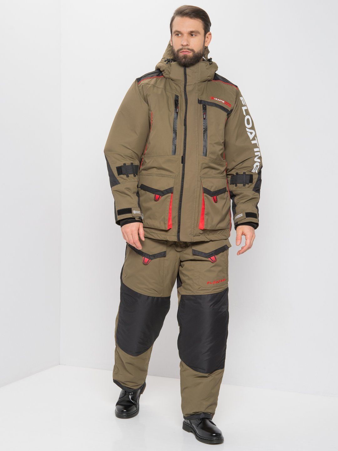 Костюм зимний Поплавок "HUNTSMAN" Siberia Floating хаки/черный тк. Breathable р.52-54/182-188