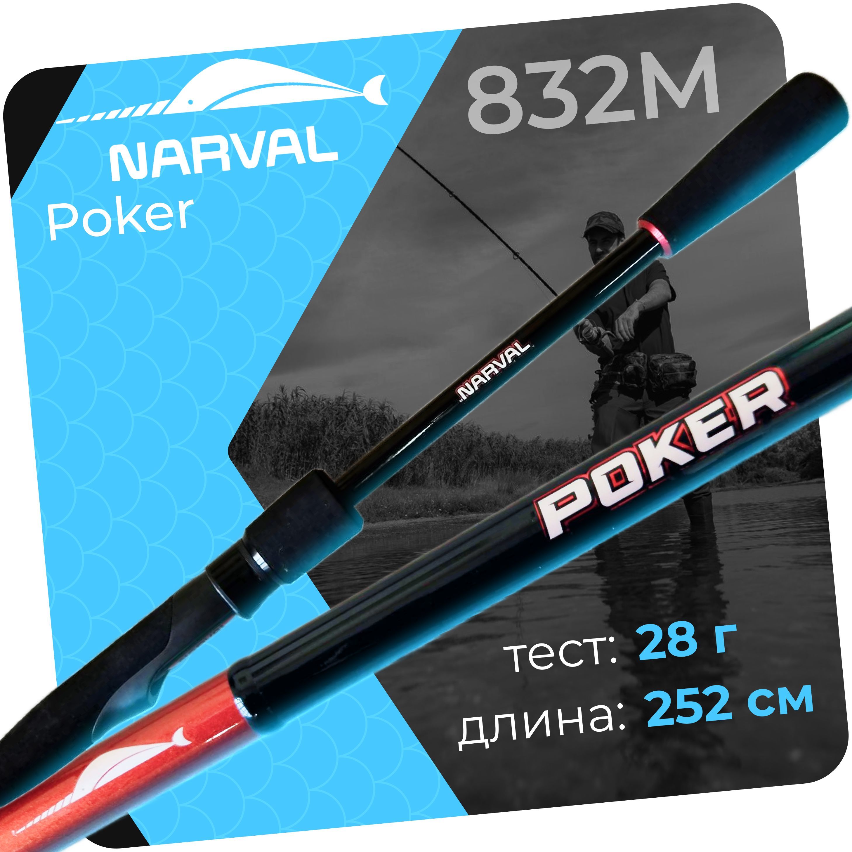 Спиннинг"NARVAL"FishingPoker832Mmax28gEx-Fast