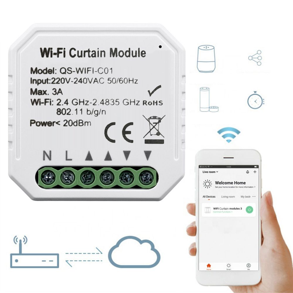 Tuya Intelligent Life WiFi Модуль переключателя занавеса для рольставней -  купить с доставкой по выгодным ценам в интернет-магазине OZON (1490815285)