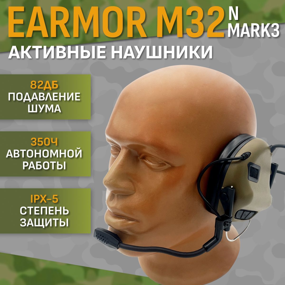 Стрелковые тактические наушники Earmor M32 N-Mark3