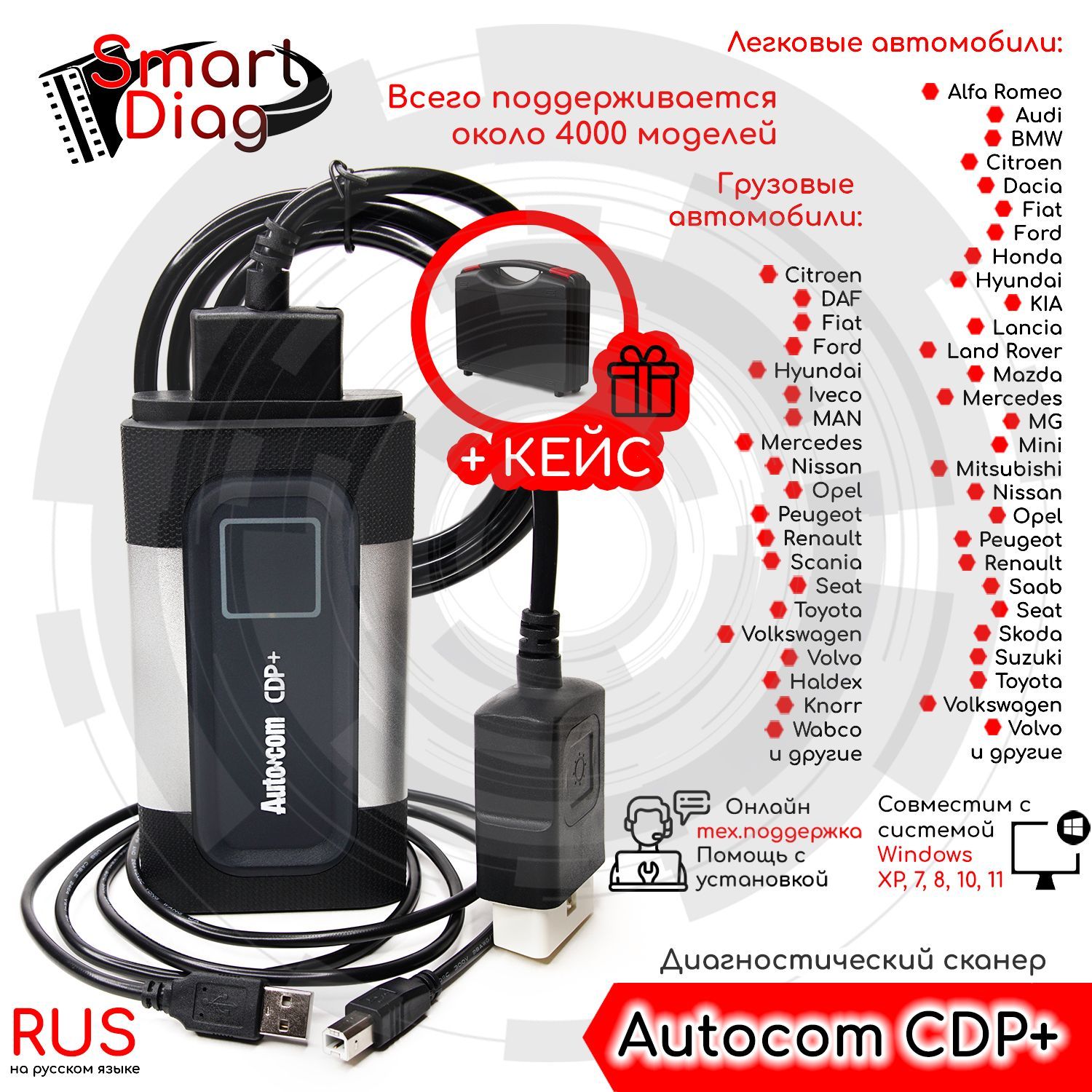 Автосканер SmartDiag DS150._Autocom CDP+_Autocom CDP+ - купить по выгодной  цене в интернет-магазине OZON (1258465924)