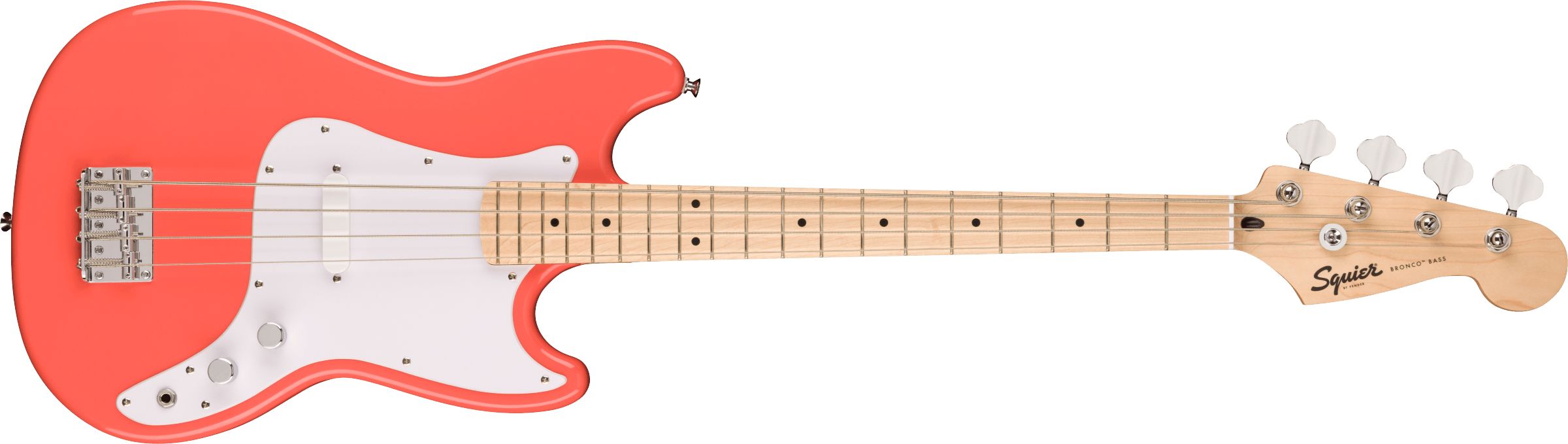 Squier by Fender Бас-гитара Sonic Bronco Bass, Maple Fingerboard, Tahitian Coral 4-струнная, корпус Тополь