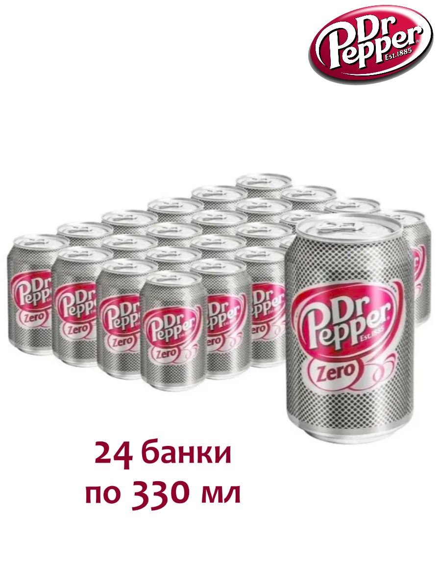 Газированный напиток Dr Pepper Zero (Доктор Пеппер Зеро), 24 банки по 330 мл