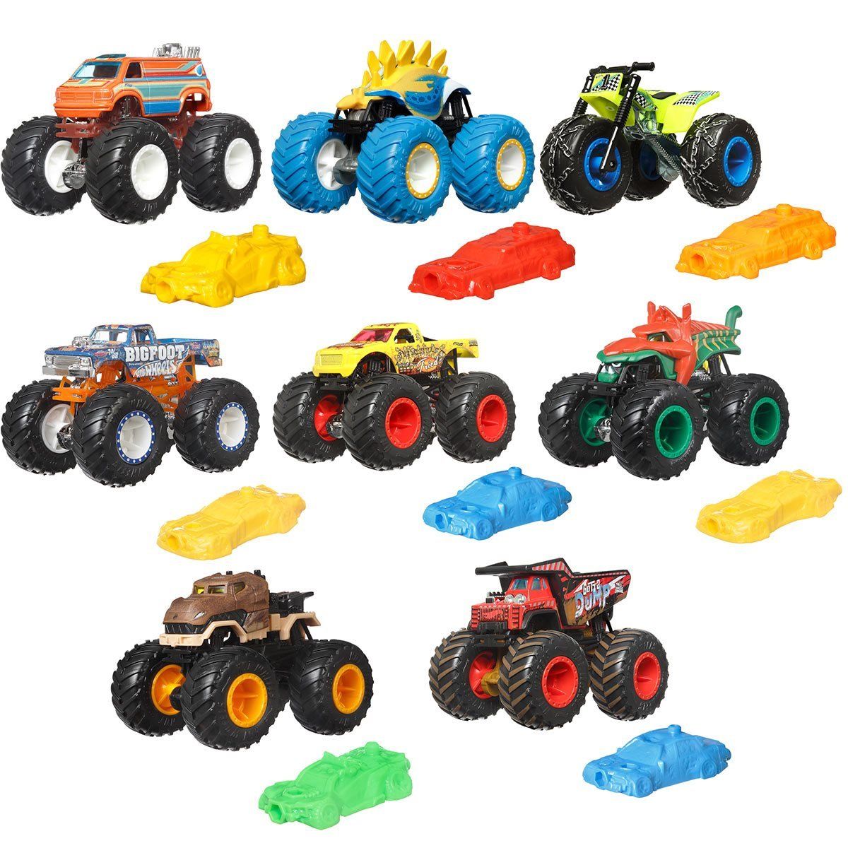 Машинка Mattel Hot Wheels Monster Trucks Монстр трак 2024 FYJ44 8 PCS -  купить с доставкой по выгодным ценам в интернет-магазине OZON (1274738712)