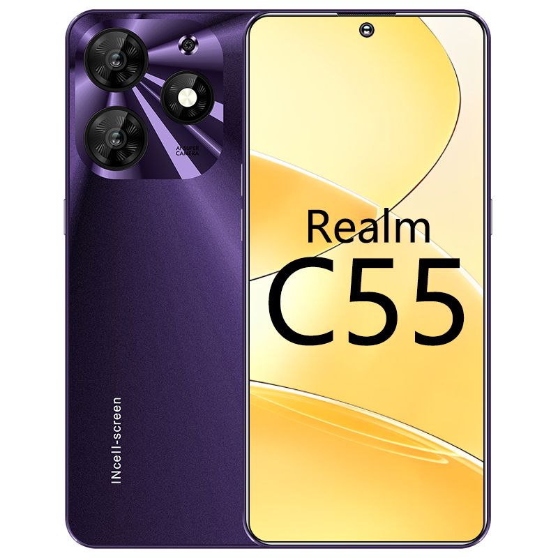 СмартфонRealmC55Русскаяверсиясети5Gс7,3-дюймовымэкраномРождественскийподарокCN16/256ГБ,фиолетовый