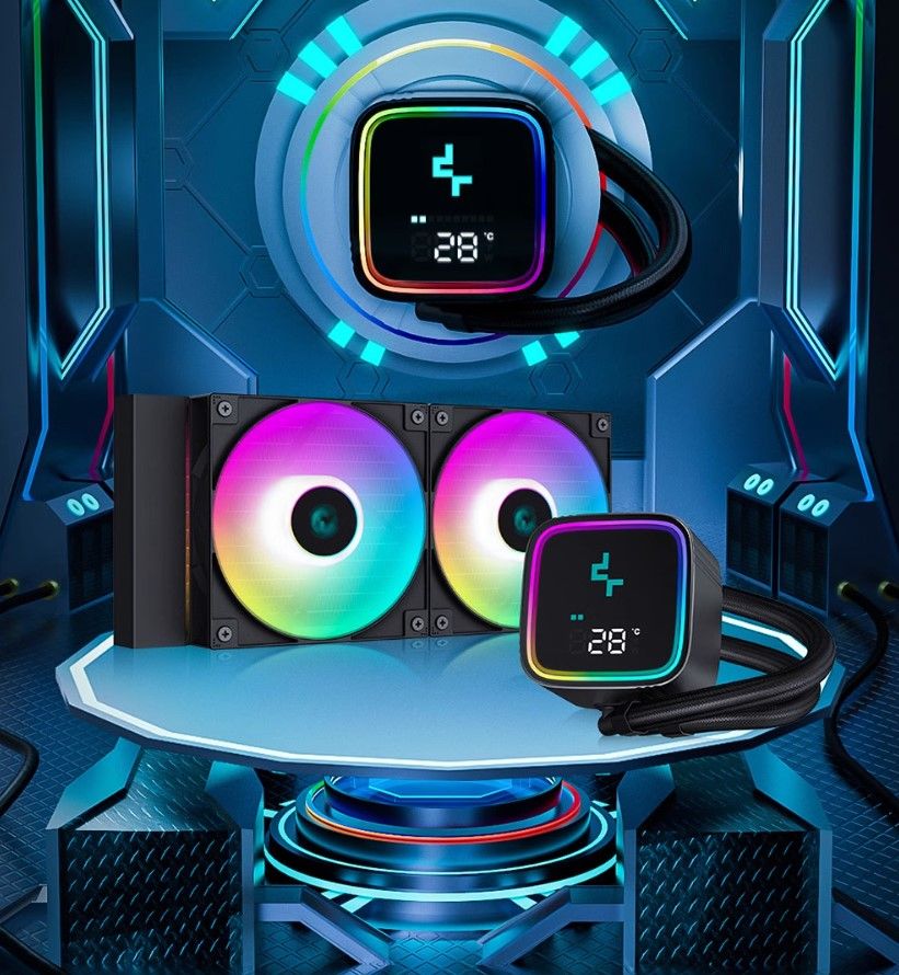 СистемаводяногоохлажденияDEEPCOOLLS520-SE-DIGITAL240ммARGB,сLEDдисплеем,черный