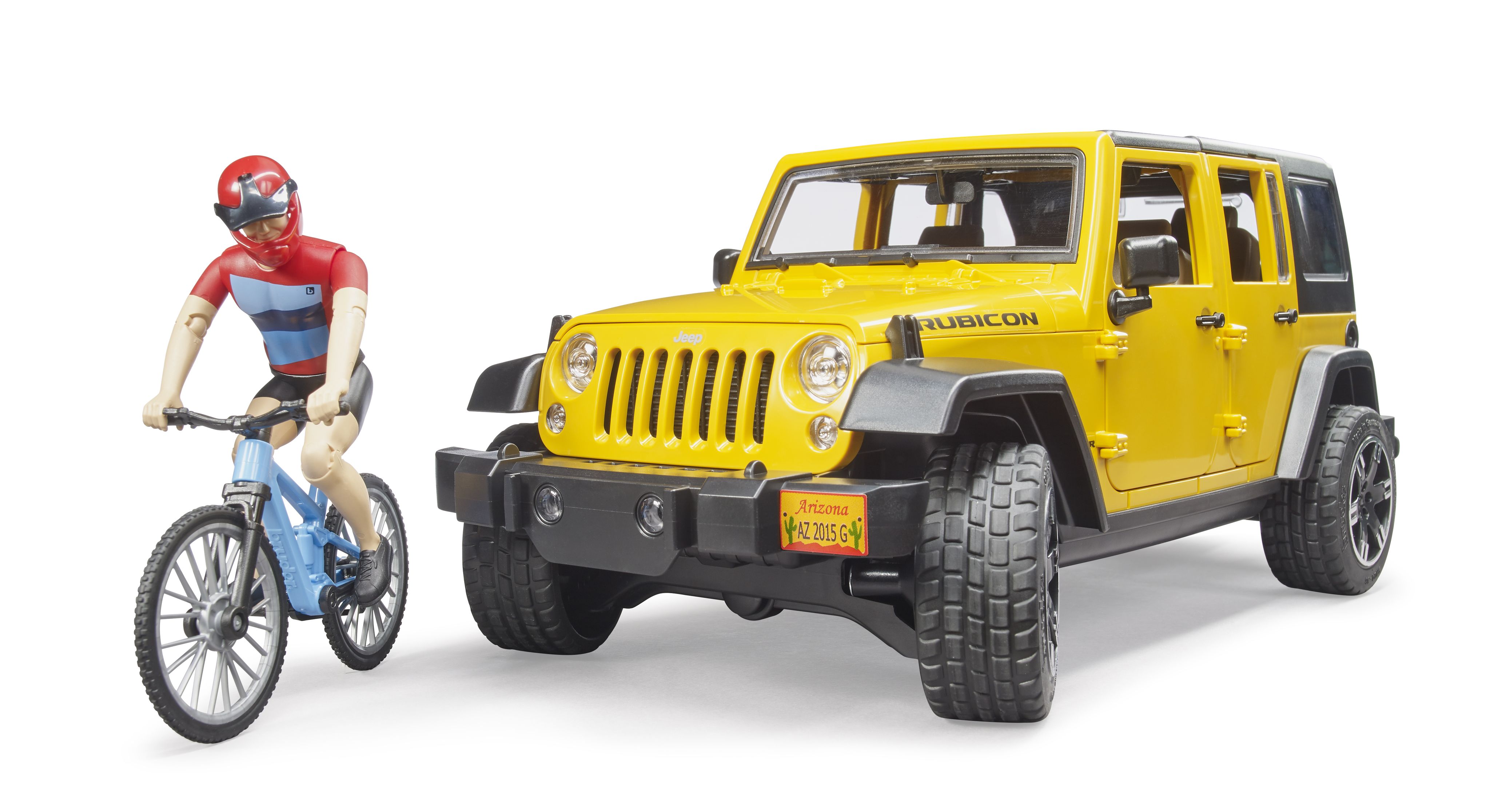 Машинка Bruder Внедорожник Wrangler Rubicon Unlimited c велосипедистом и  фигуркой, Брудер,02-543