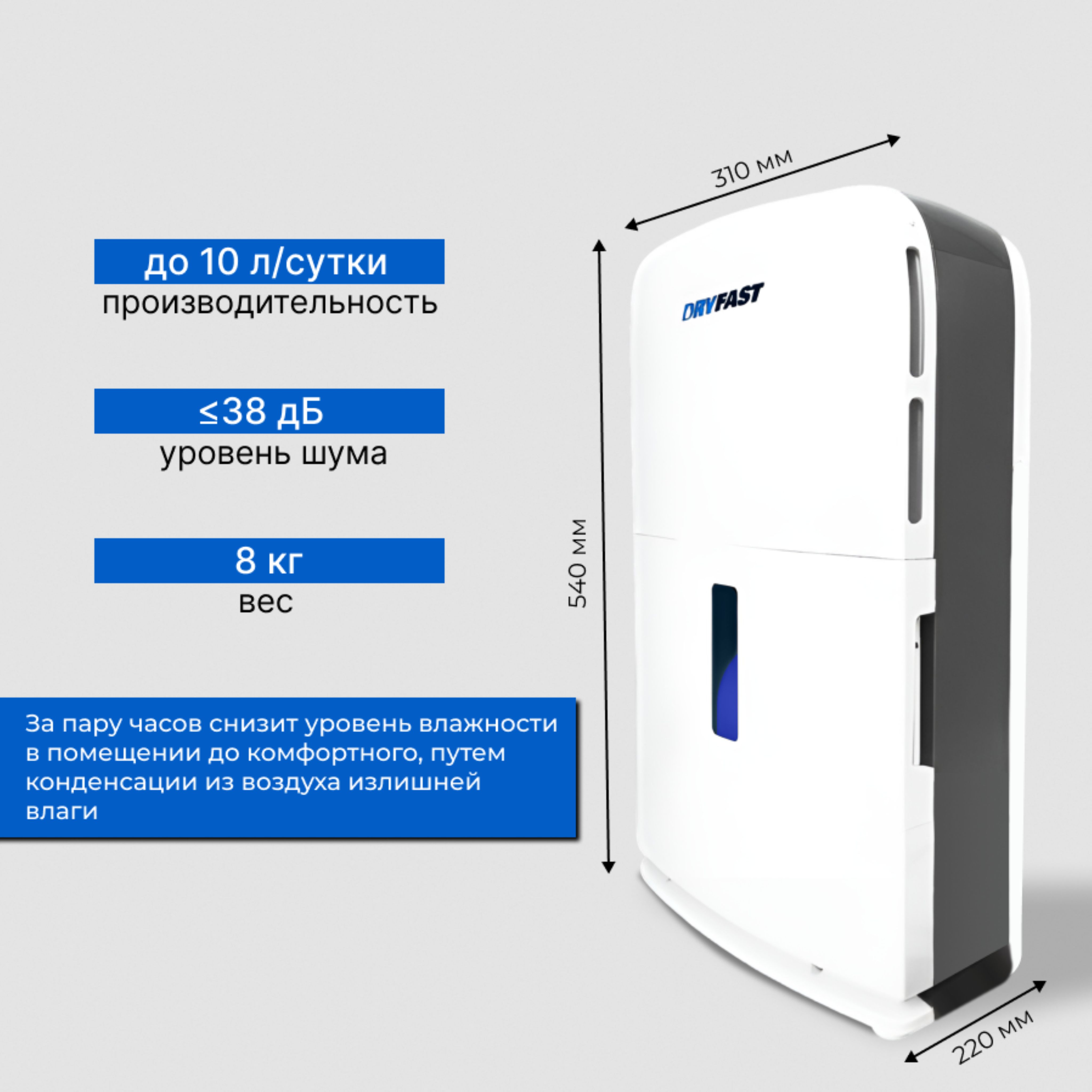 Осушитель воздуха DryFast, белый - купить по выгодным ценам в  интернет-магазине OZON (1247230965)