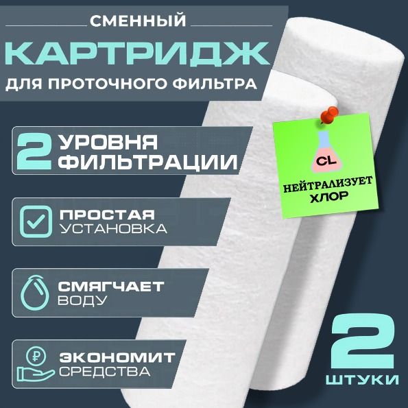 Сменный картридж Biruite S-cleaner 2шт. от жесткой воды, хлора и ржавчины