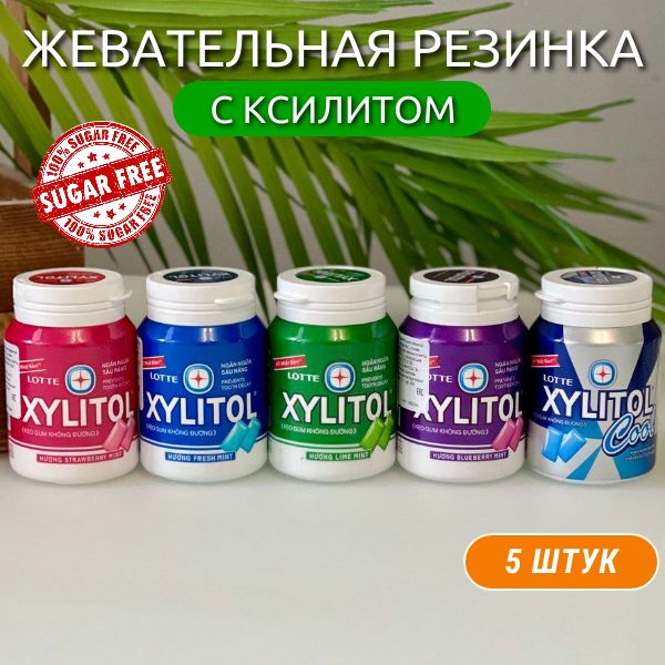 Жевательная резинка без сахара XYLITOL набор 5 штук, Lotte