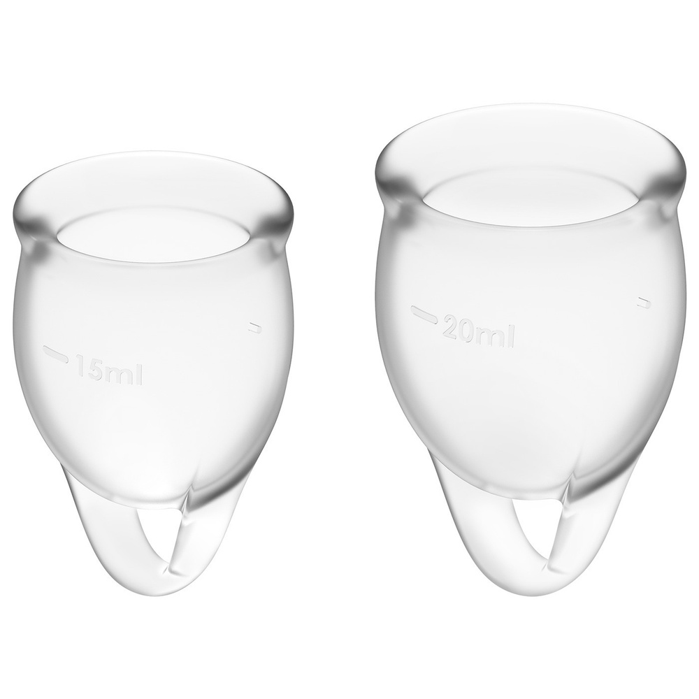 Менструальные чаши Satisfyer Feel Confident, 2 штуки, цвет прозрачный, мешочек для хранения в комплекте #1