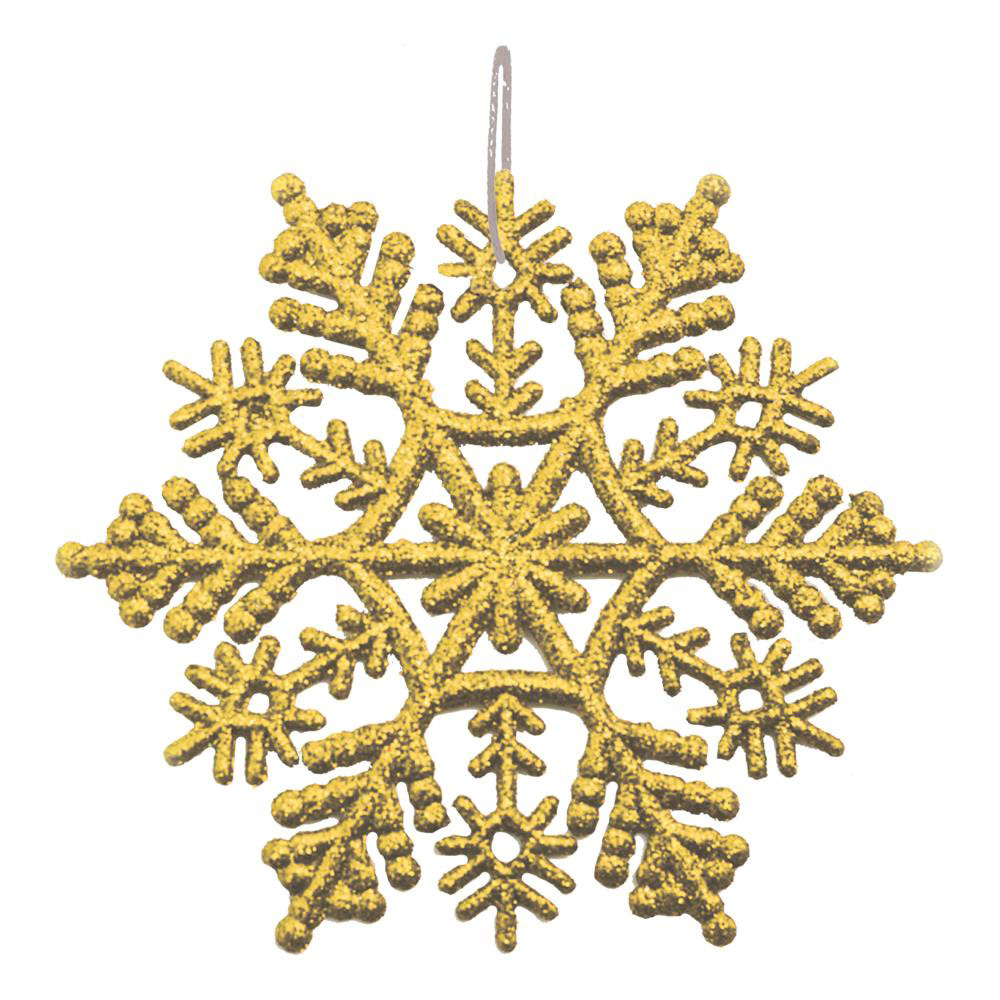 Набор новогодних украшений Снежинки 6 штук 10 см (золотой)  #1