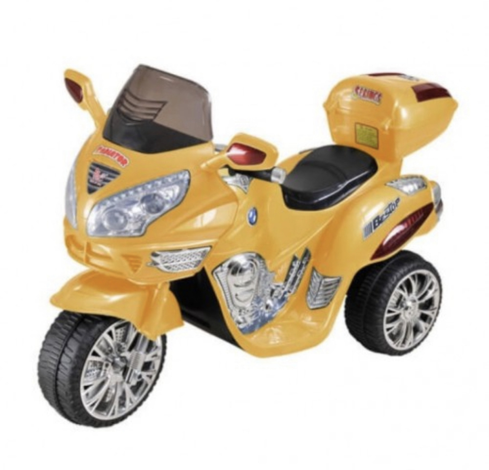 Электромотоцикл аккумуляторный детский со светом и звуком (желтый)  #1