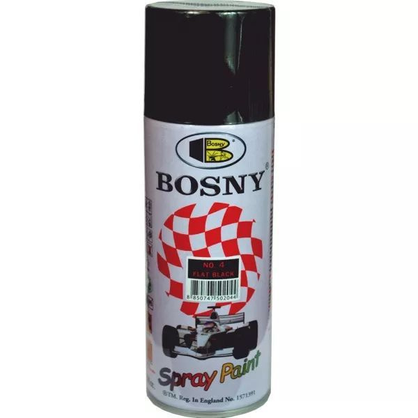 Bosny Аэрозольная краска, Акриловая, Матовое покрытие, 0.400 л, 0.300 кг, черный матовый  #1