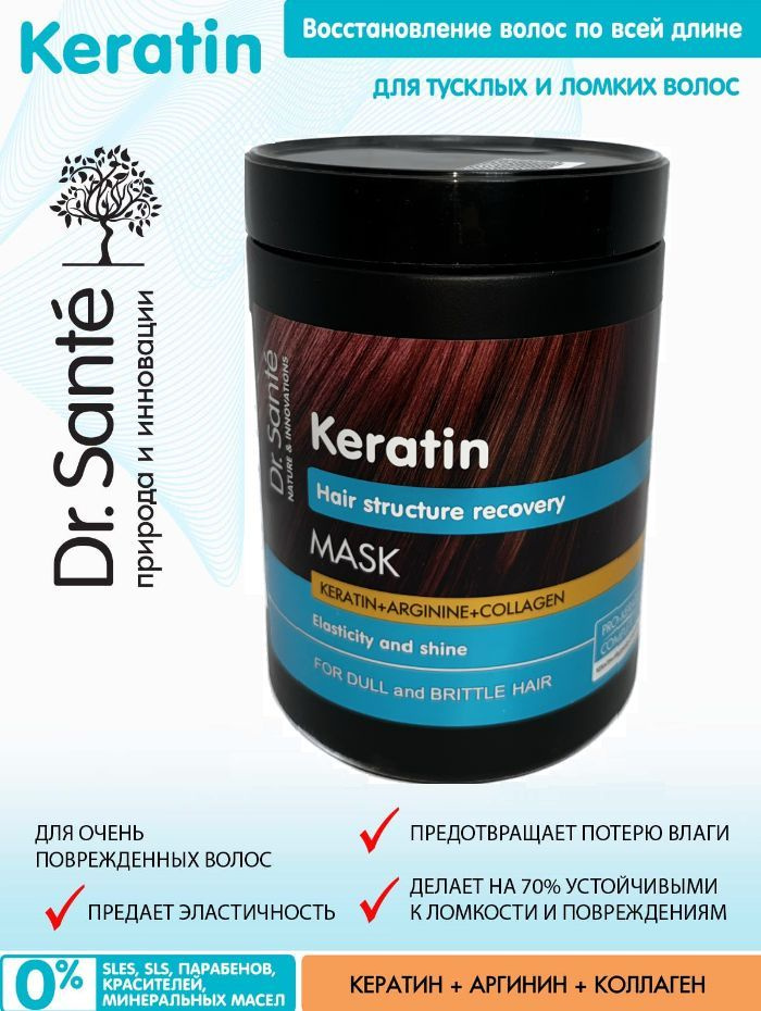 Dr.Sante Keratin Маска для тусклых и ломких волос Восстановление ...
