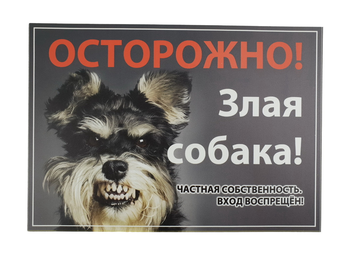 Табличка-адресник на забор: \"Осторожно! Злая собака\" (цверг-шнауцер ...