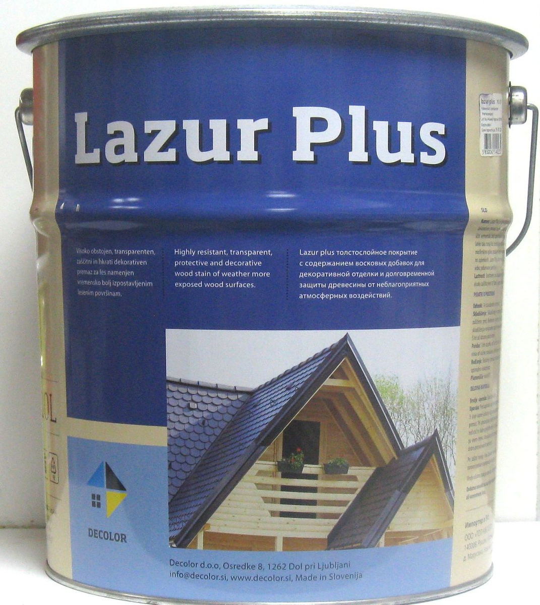 Толстослойная защита для дерева пропитка LAZUR PLUS DECOLOR каштан (10л ...