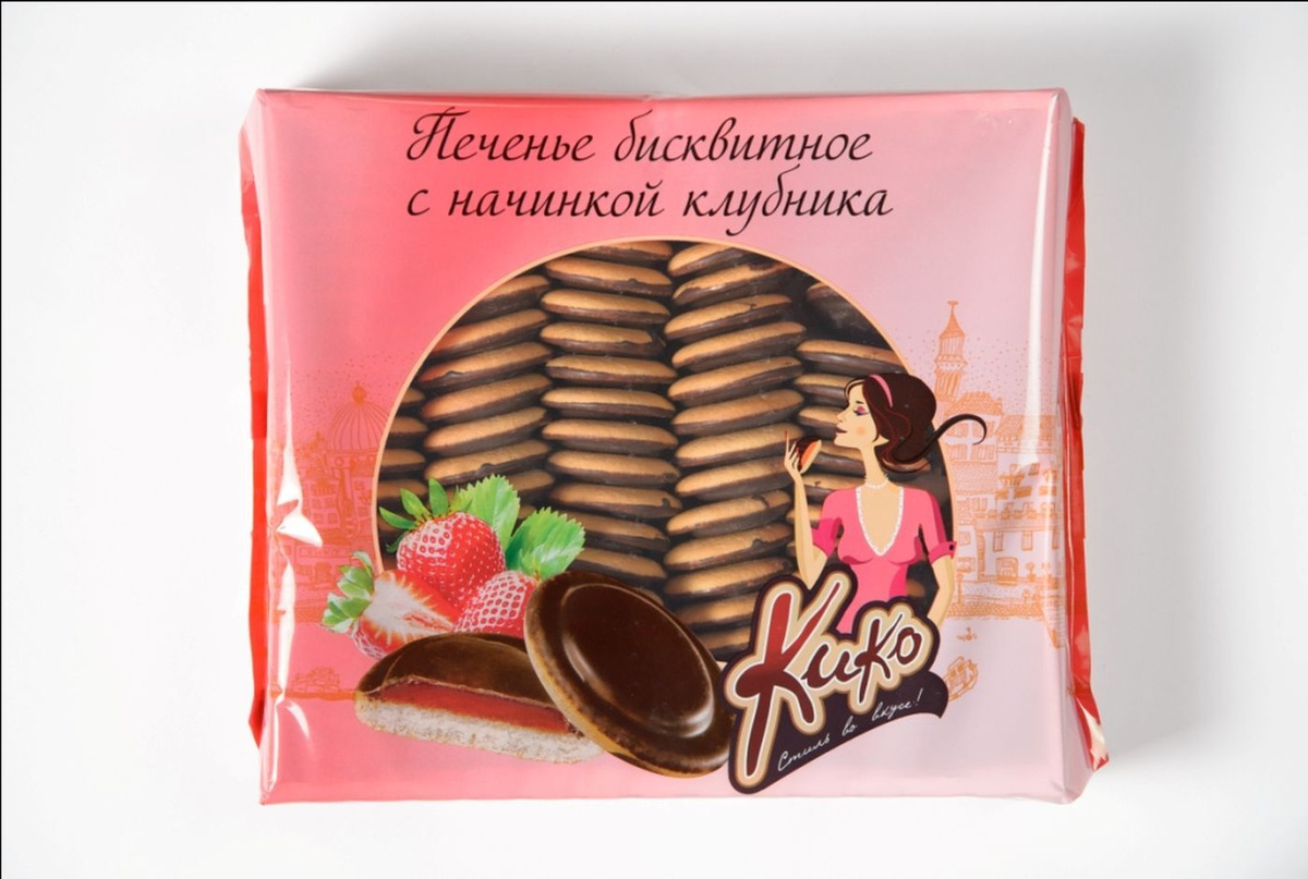 Печенье бисквитное с начинкой Клубника, КиКо, 1,2 кг — купить в ...