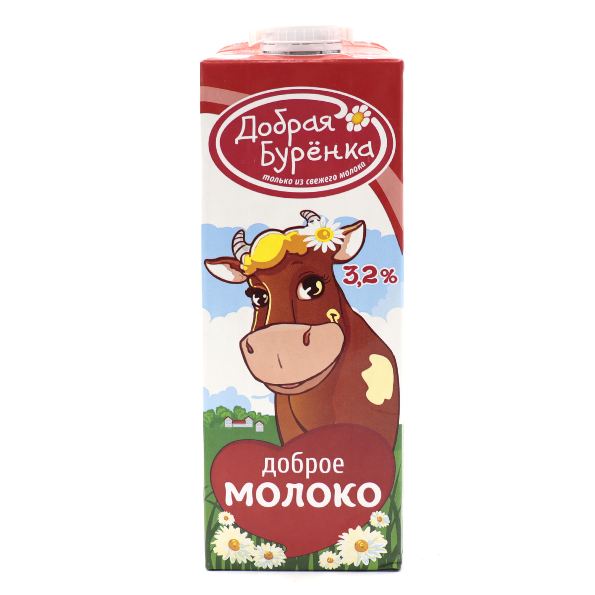 Молоко ультрапастеризованное "Добрая Бурёнка" 3,2% 925 мл — купить в ...