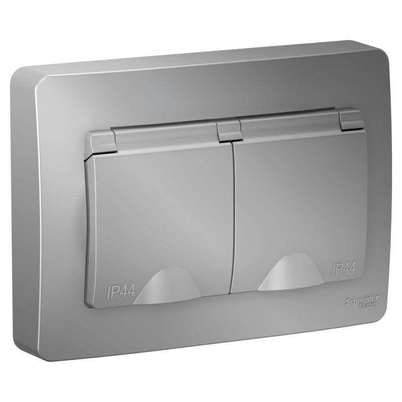 Розетка 2-м СП BLANCA 16А IP44 250В с защ. крышкой защ. шторки с заземл ...