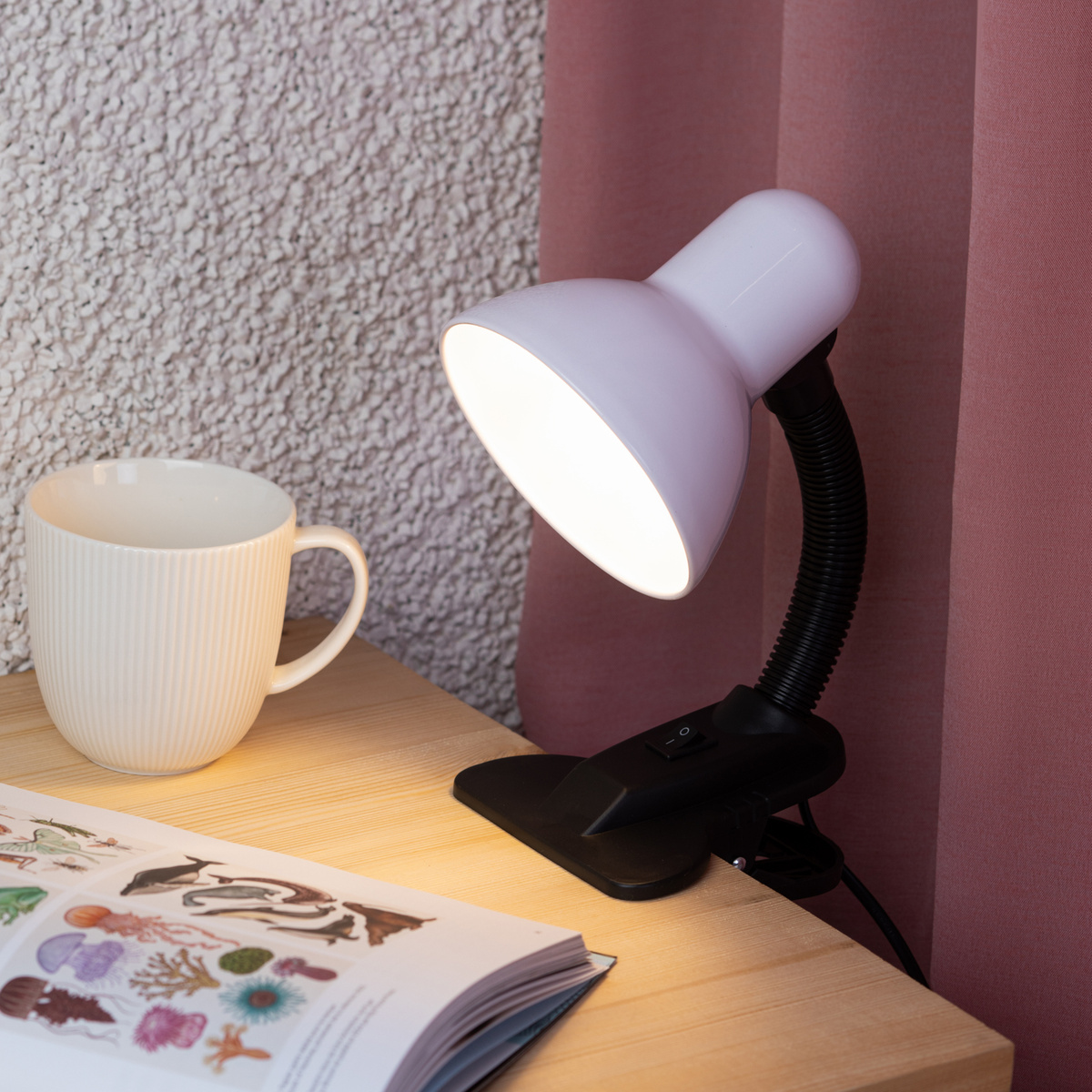 Лампа настольная E27 на прищепке для школьника, для учебы, для чтения, для спальни ЭРА N-102-E27-40W-W #1