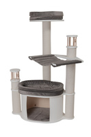 Когтеточка домик для кошек MYSNOOPY Beauty-1(139 см), цвет белый, подушки серые. Спонсорские товары