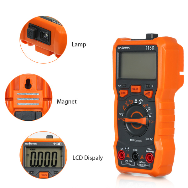 RICHMETERS RM113D Цифровой мультиметр NCV 6000 Подсчет Автоматическое ...