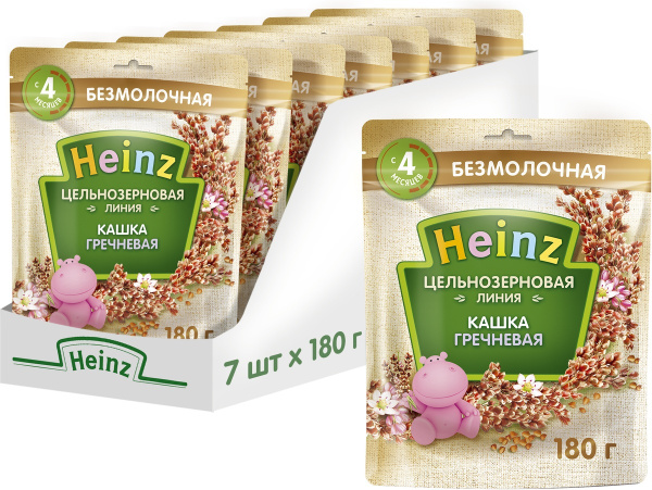 Каша гречневая детская Heinz с 4 месяцев, безмолочная, сухая, 180 г x 7 ...