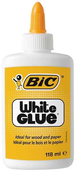Клей ПВА BIC White Glue, белый, смываемый, для бумаги и дерева, 118 мл ...