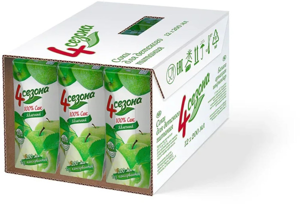 Сок 4 Сезона яблоко 250 мл tetra prisma 12 шт - купить с доставкой по ...