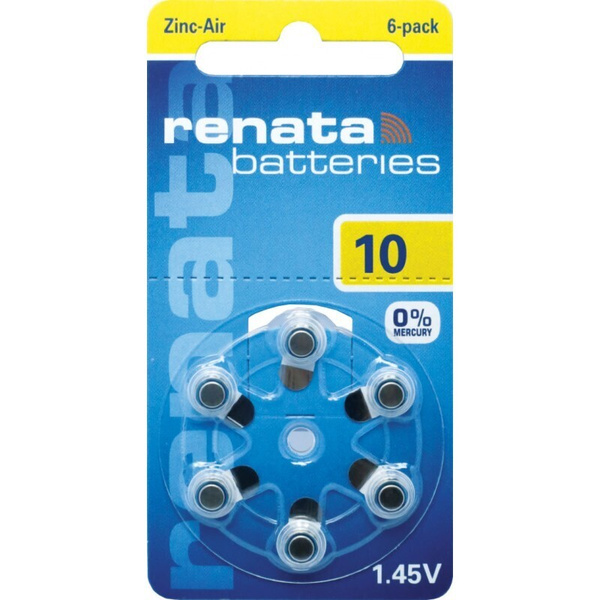 Батарейка RENATA ZA10 для слуховых аппаратов - 6 шт. - купить с ...