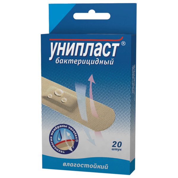 Набор лейкопластырей УНИПЛАСТ бактерицидных 20 шт, 1,9х7,2 см, эластичные (20024