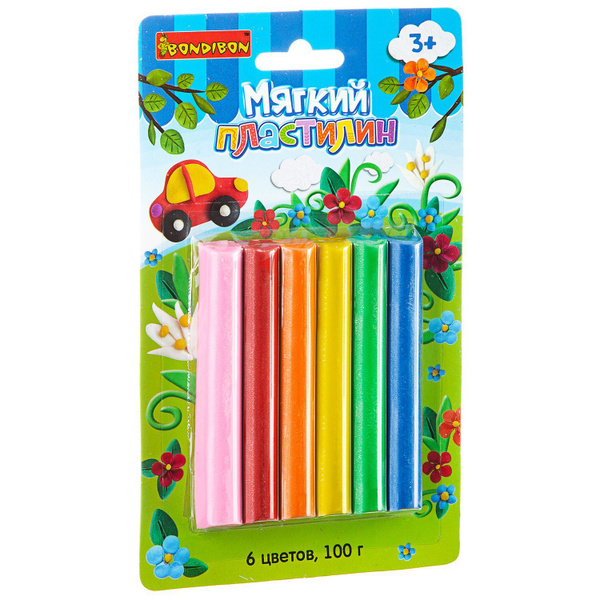 Пластилин мягкий для лепки 6 цветов Bondibon творческий набор для ...