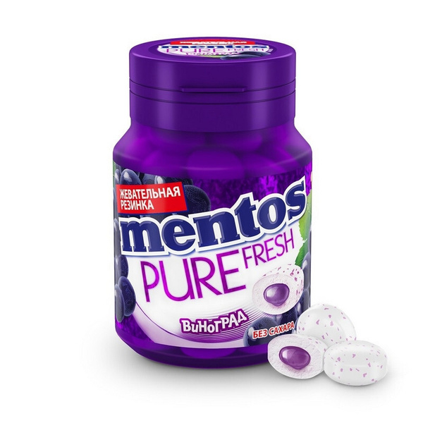 Mentos Жевательная резинка Pure Fresh Виноград, 54 грамма - купить с ...