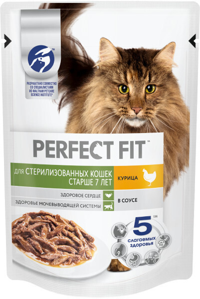 Влажный корм Perfect Fit пауч для стерилизованных кошек старше 7 лет с ...