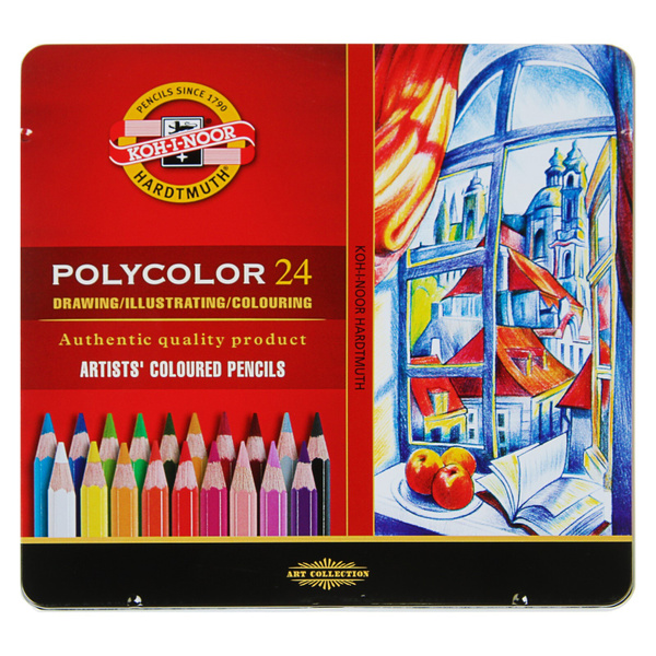 Карандаши 24 цвета, художественные, Koh-I-Noor PolyColor 3824, мягкие ...