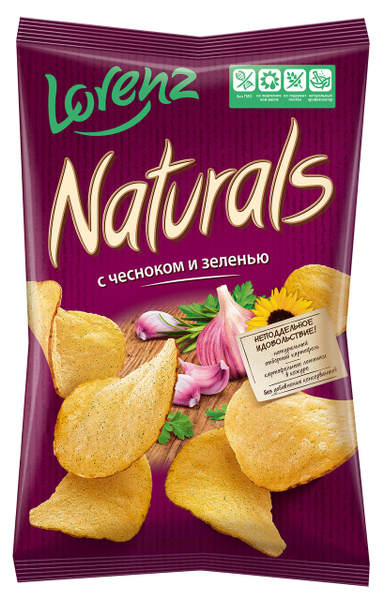 Чипсы Lorenz Naturals со вкусом чеснока и зелени, 100 г - купить с ...