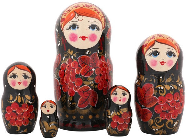 Матрешка деревянная Рябинка черная, 5 мест, 18 см / Развивающие детские ...