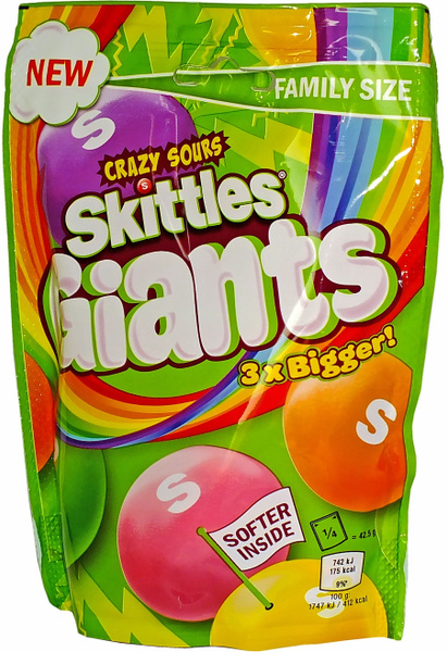 Жевательные Драже Скитлс Гигантские драже Кислые / Skittles Giants ...