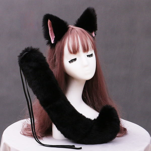 Набор: хвост и уши кошки, черный, для косплея, праздника, вечеринки ...