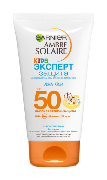 Детский водостойкий крем для загара Garnier Ambre Solaire Kids Эксперт ...