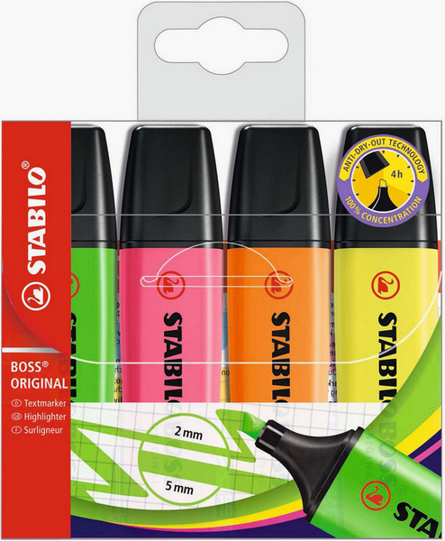 Набор текстовыделителей STABILO BOSS ORIGINAL, 4 цвета купить на OZON ...