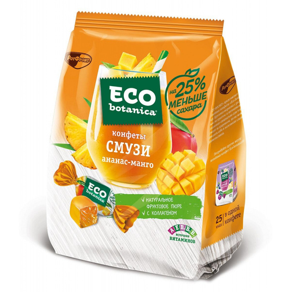 Eco Botanica, Мармелад конфеты СМУЗИ, Ананас Манго, 150г - купить с ...