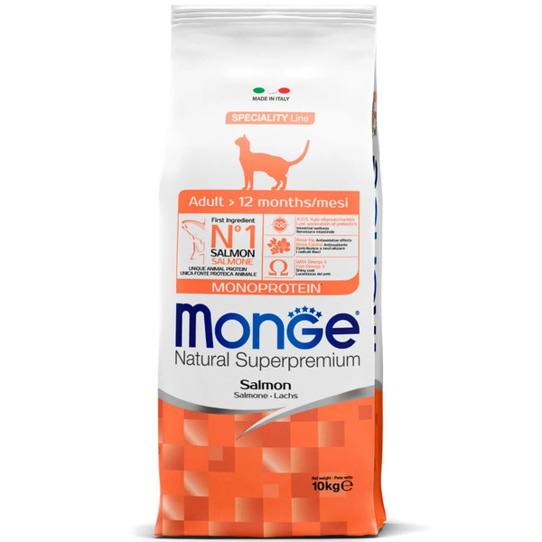 Monge Cat Monoprotein Salmon корм для взрослых кошек с лососем 10 кг ...